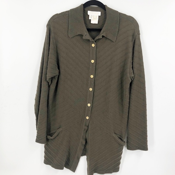 ✅ ESCADA WOOL/CASHMERE CARDIGAN SWEATER SIZE 38 GRN - Picture 1 of 5